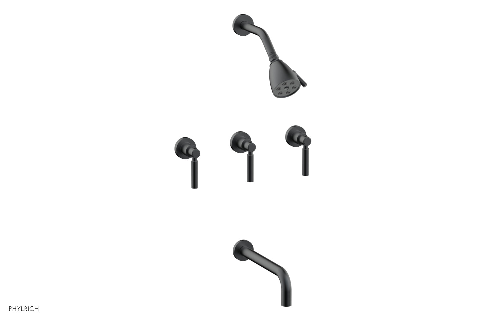 Phylrich BASIC Three Handle Tub and Shower Set 10" Spout - Lever Handles by Phylrich