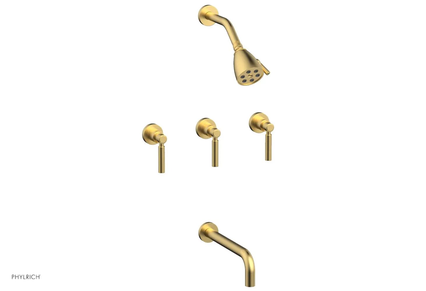 Phylrich BASIC Three Handle Tub and Shower Set 10" Spout - Lever Handles by Phylrich