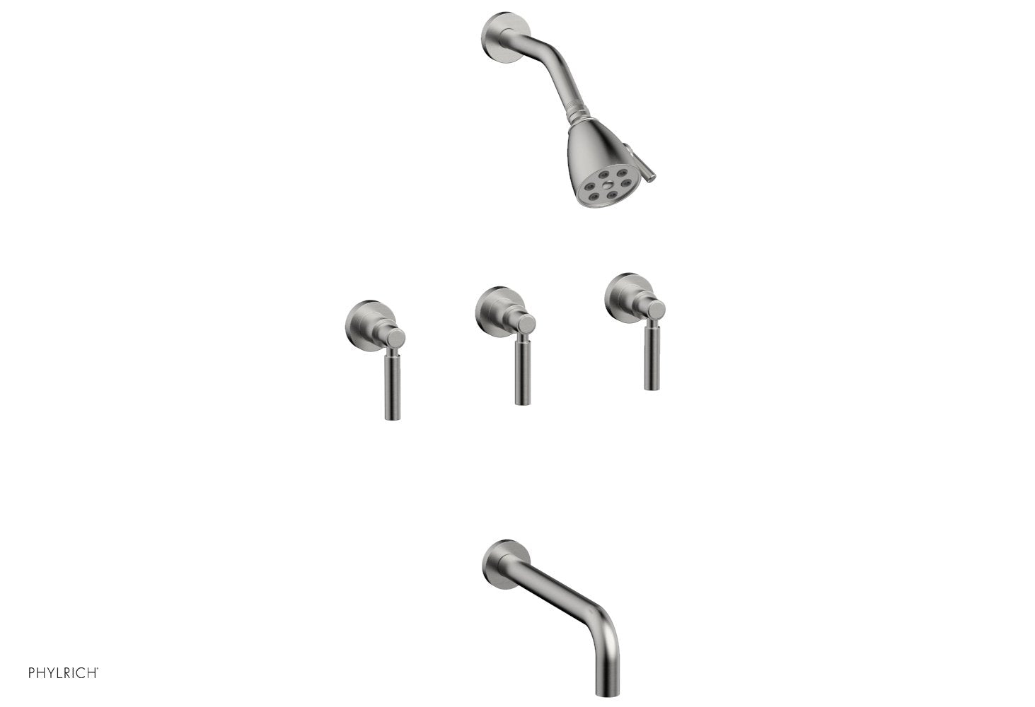 Phylrich BASIC Three Handle Tub and Shower Set 10" Spout - Lever Handles