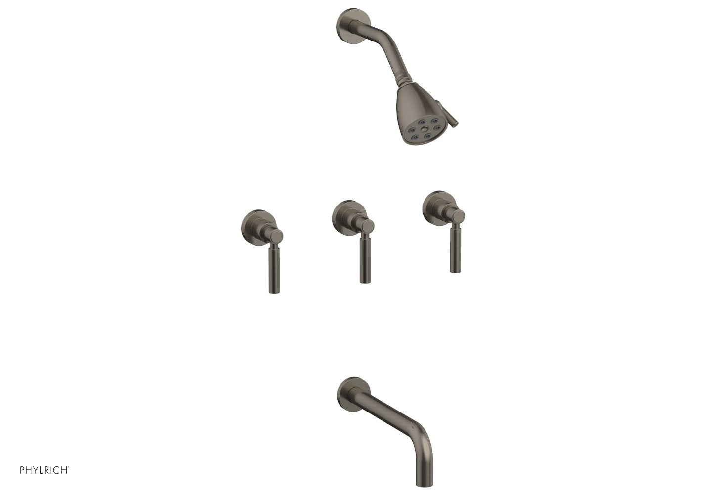 Phylrich BASIC Three Handle Tub and Shower Set 10" Spout - Lever Handles by Phylrich