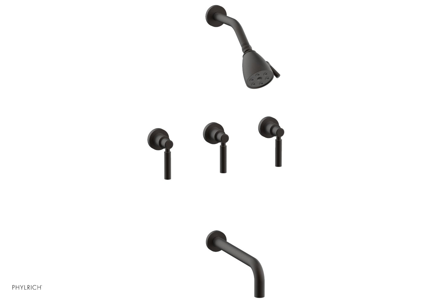 Phylrich BASIC Three Handle Tub and Shower Set 10" Spout - Lever Handles by Phylrich