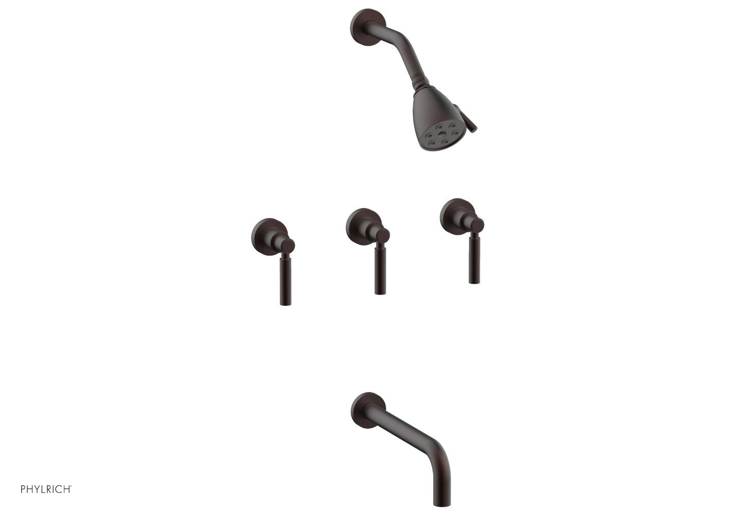 Phylrich BASIC Three Handle Tub and Shower Set 10" Spout - Lever Handles by Phylrich