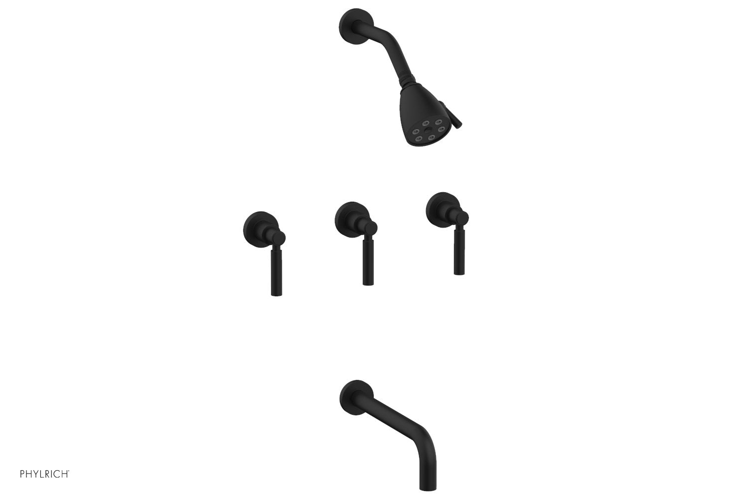 Phylrich BASIC Three Handle Tub and Shower Set 10" Spout - Lever Handles