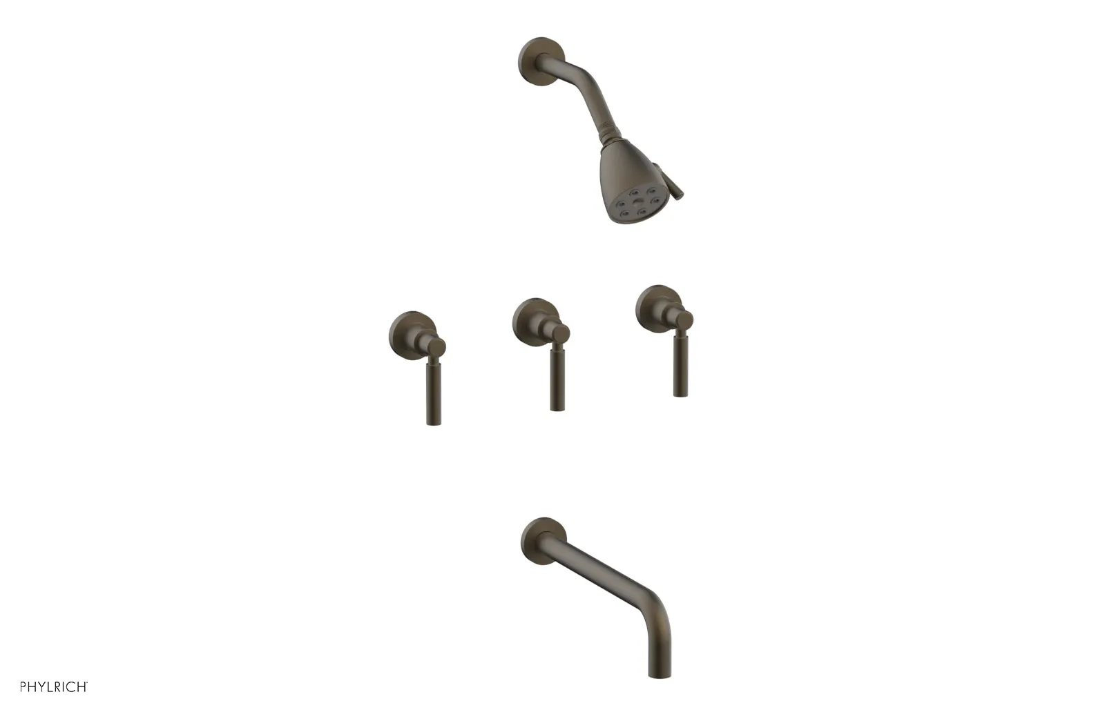 Phylrich BASIC Three Handle Tub and Shower Set 12" Spout - Lever Handles by Phylrich