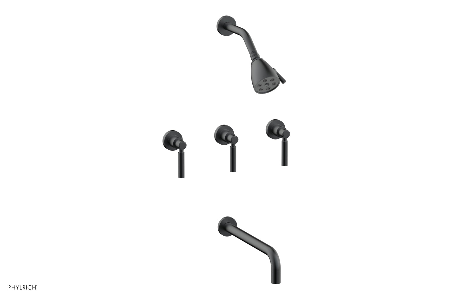 Phylrich BASIC Three Handle Tub and Shower Set 12" Spout - Lever Handles