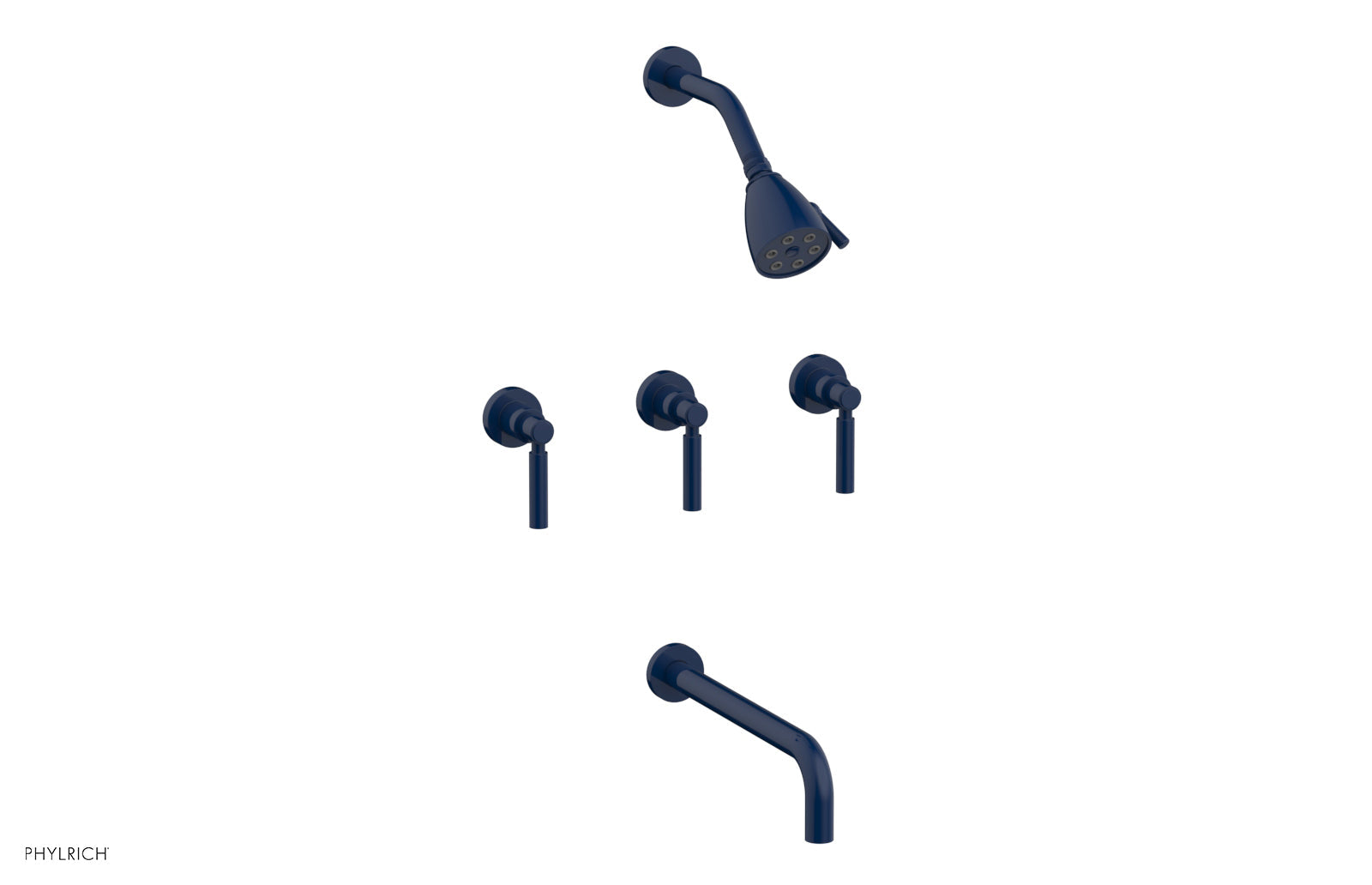 Phylrich BASIC Three Handle Tub and Shower Set 12" Spout - Lever Handles by Phylrich