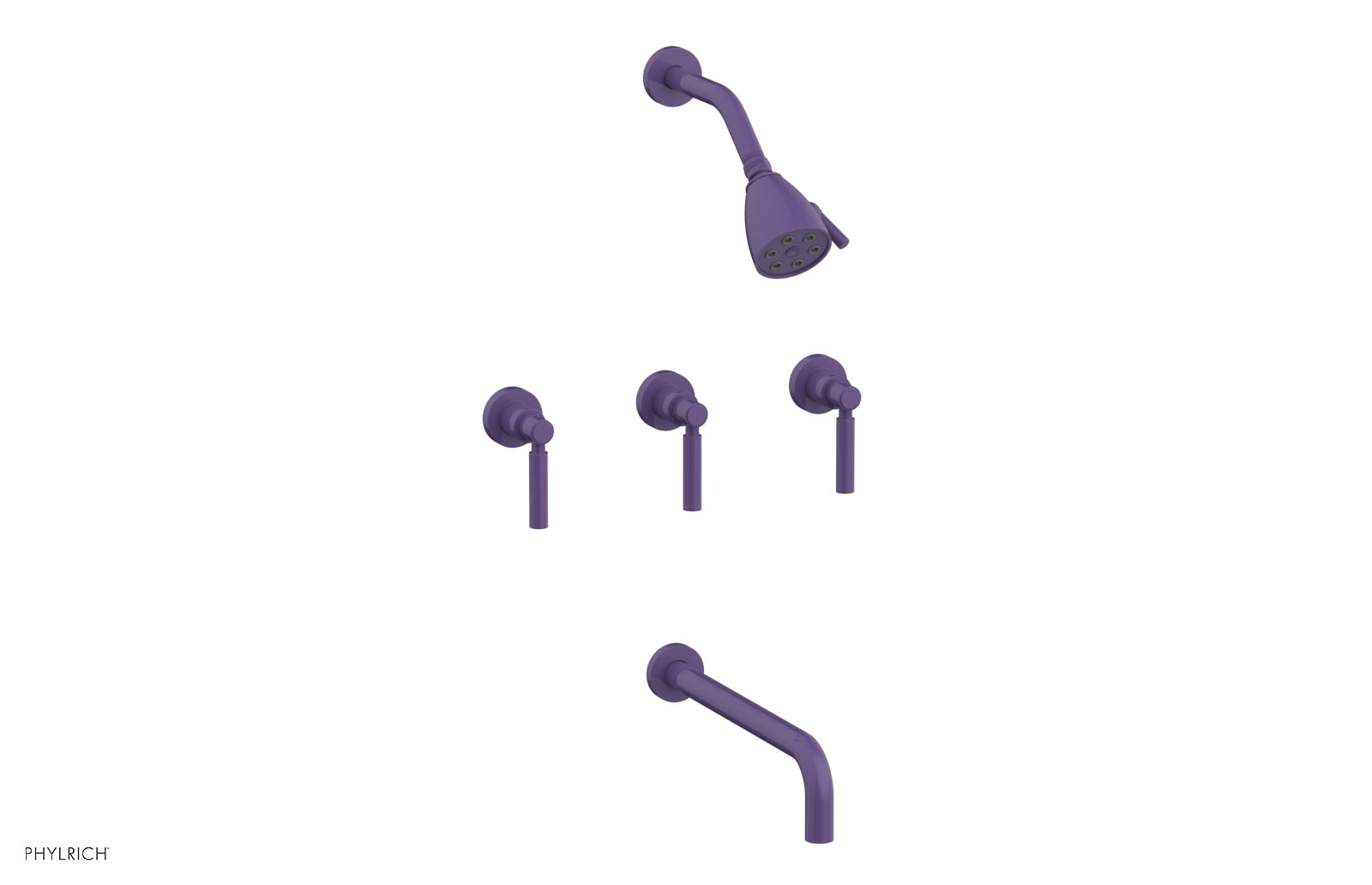Phylrich BASIC Three Handle Tub and Shower Set 12" Spout - Lever Handles by Phylrich
