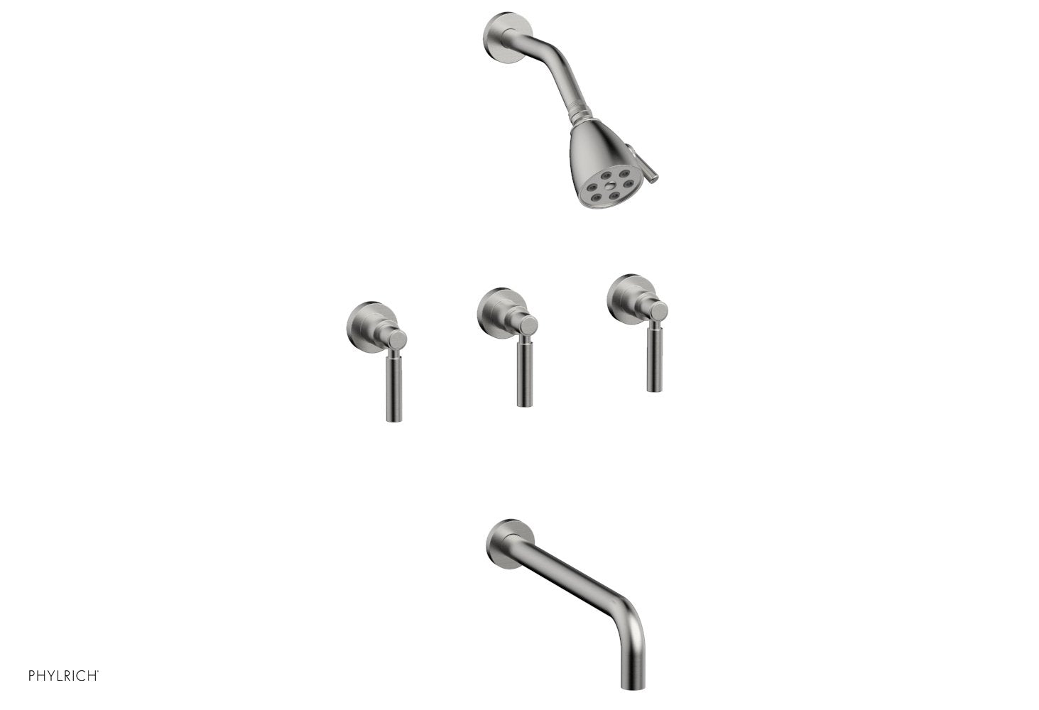 Phylrich BASIC Three Handle Tub and Shower Set 12" Spout - Lever Handles by Phylrich