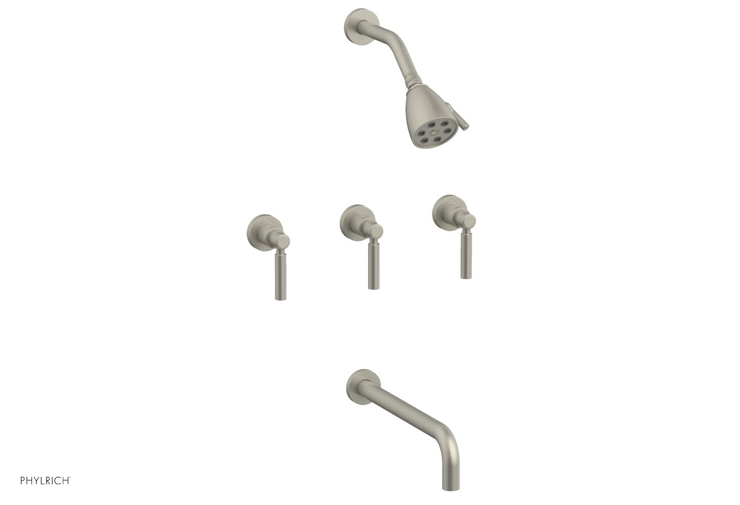 Phylrich BASIC Three Handle Tub and Shower Set 12" Spout - Lever Handles by Phylrich