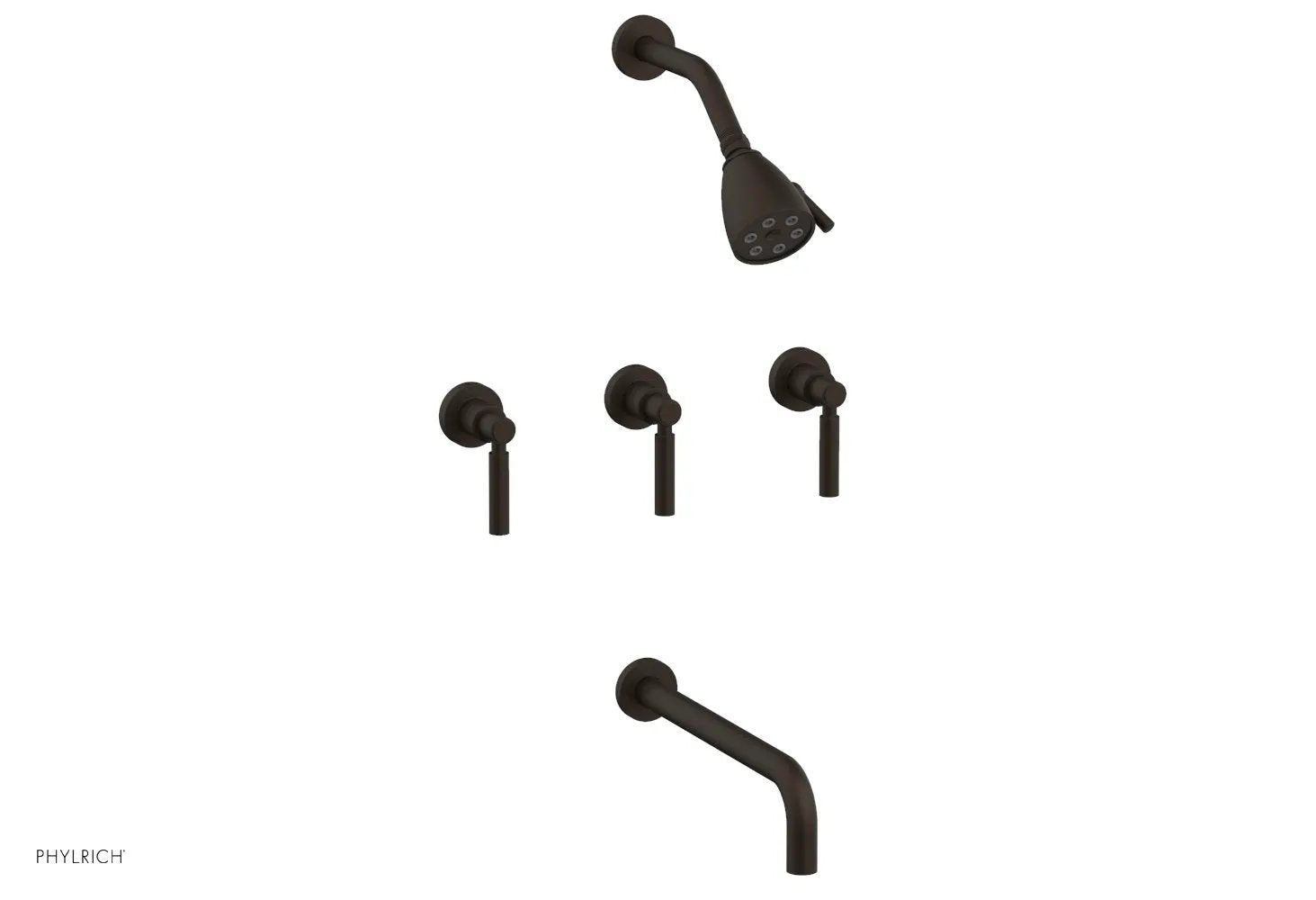 Phylrich BASIC Three Handle Tub and Shower Set 12" Spout - Lever Handles by Phylrich