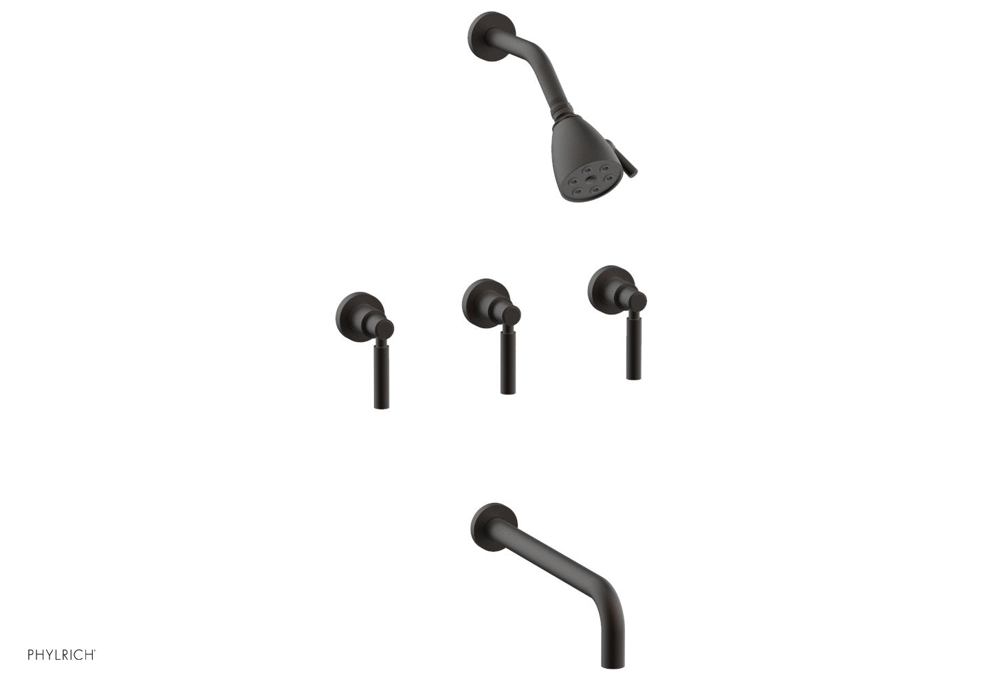 Phylrich BASIC Three Handle Tub and Shower Set 12" Spout - Lever Handles by Phylrich