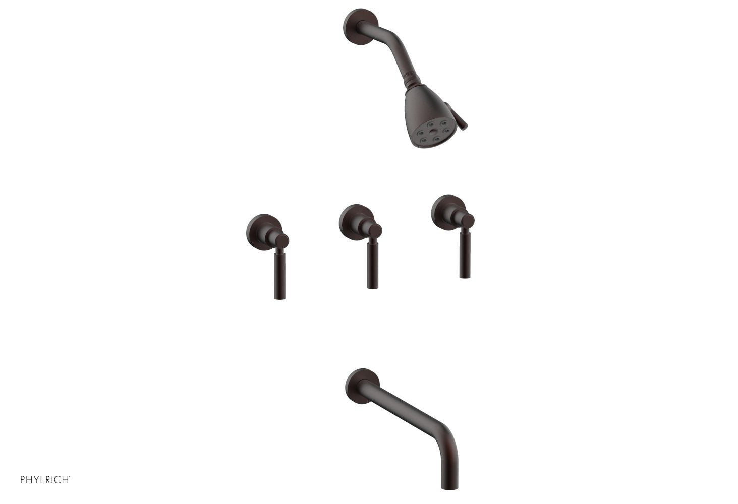 Phylrich BASIC Three Handle Tub and Shower Set 12" Spout - Lever Handles by Phylrich