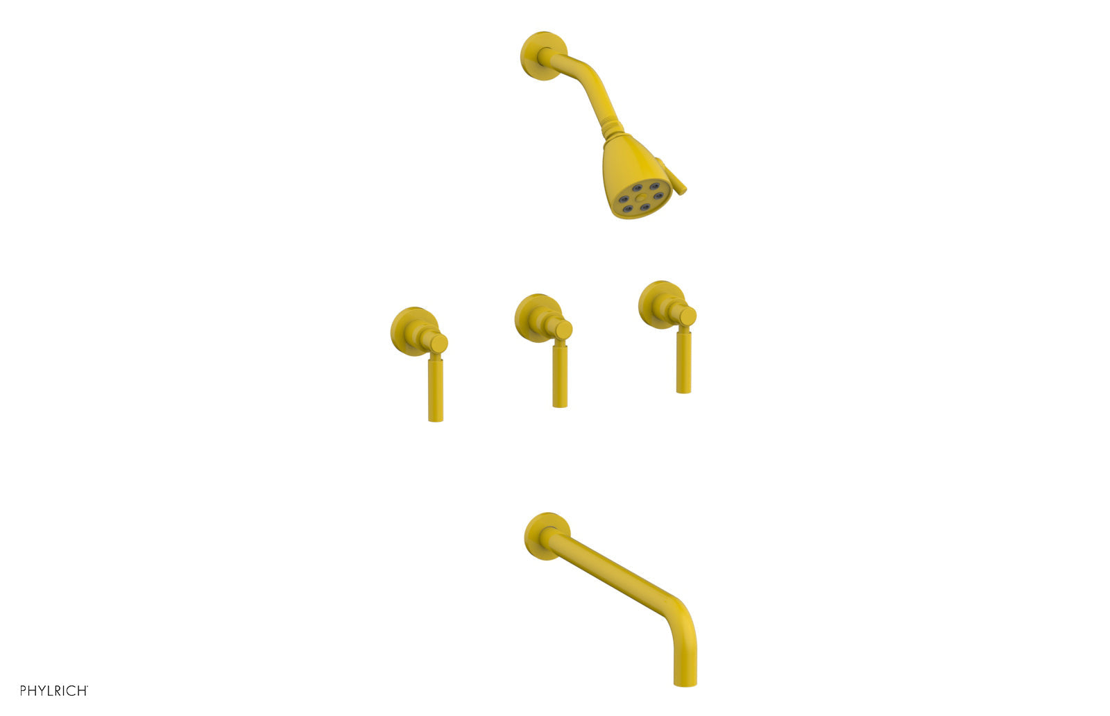 Phylrich BASIC Three Handle Tub and Shower Set 14" Spout - Lever Handles