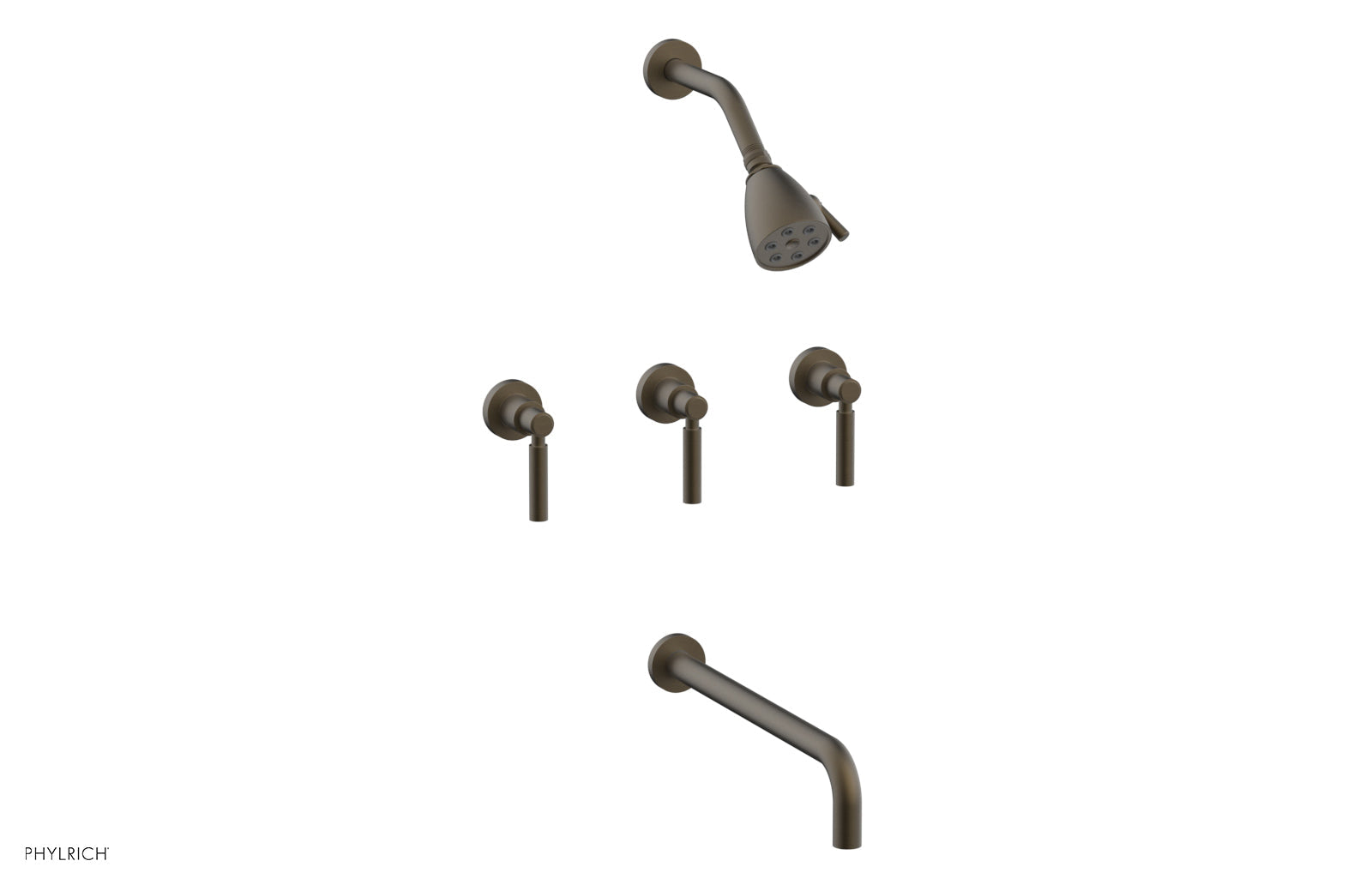 Phylrich BASIC Three Handle Tub and Shower Set 14" Spout - Lever Handles by Phylrich