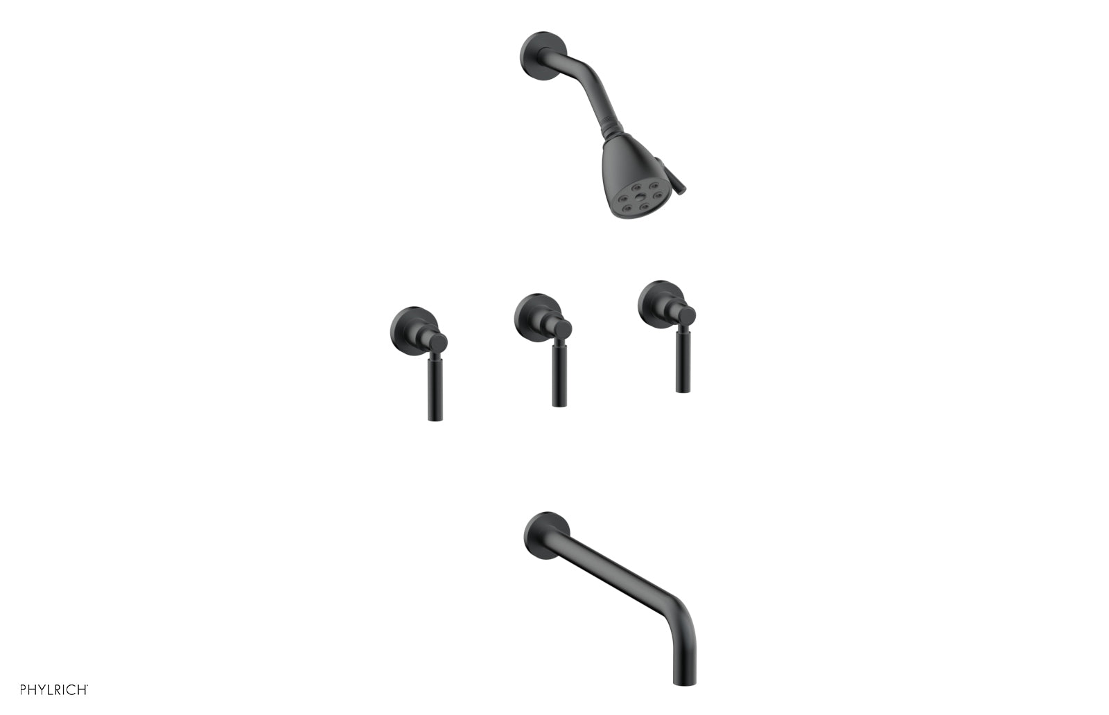 Phylrich BASIC Three Handle Tub and Shower Set 14" Spout - Lever Handles