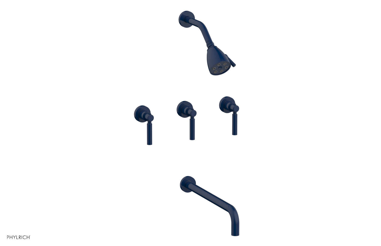 Phylrich BASIC Three Handle Tub and Shower Set 14" Spout - Lever Handles by Phylrich