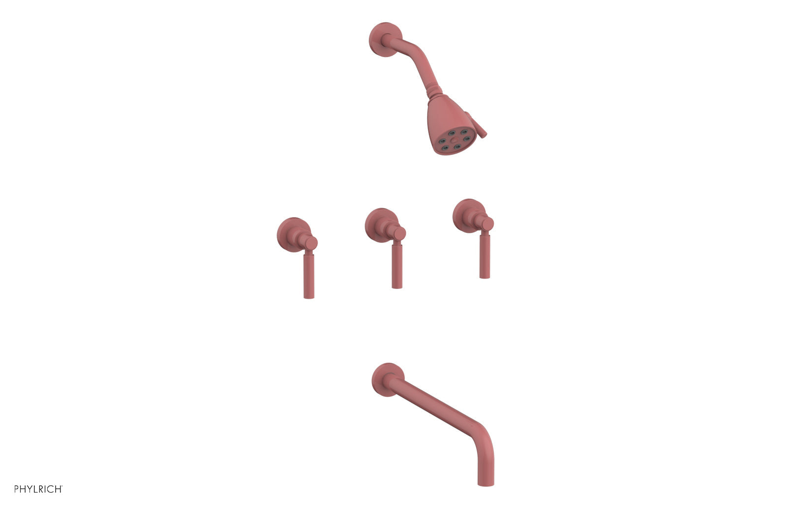 Phylrich BASIC Three Handle Tub and Shower Set 14" Spout - Lever Handles by Phylrich