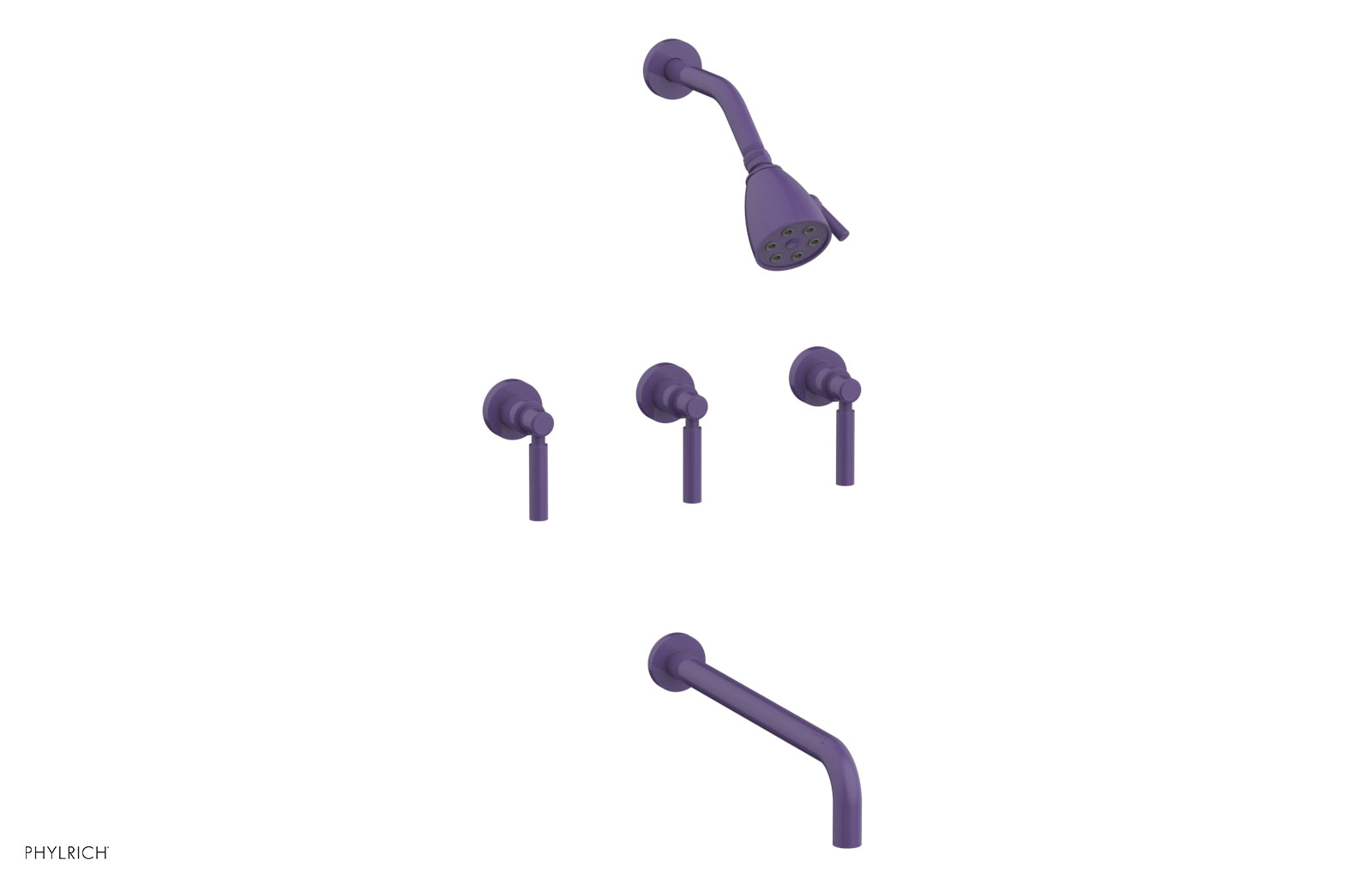 Phylrich BASIC Three Handle Tub and Shower Set 14" Spout - Lever Handles by Phylrich