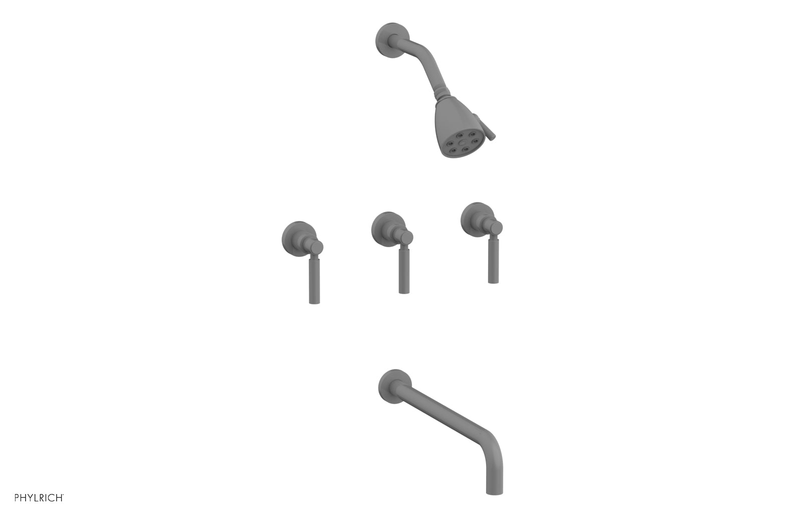 Phylrich BASIC Three Handle Tub and Shower Set 14" Spout - Lever Handles by Phylrich