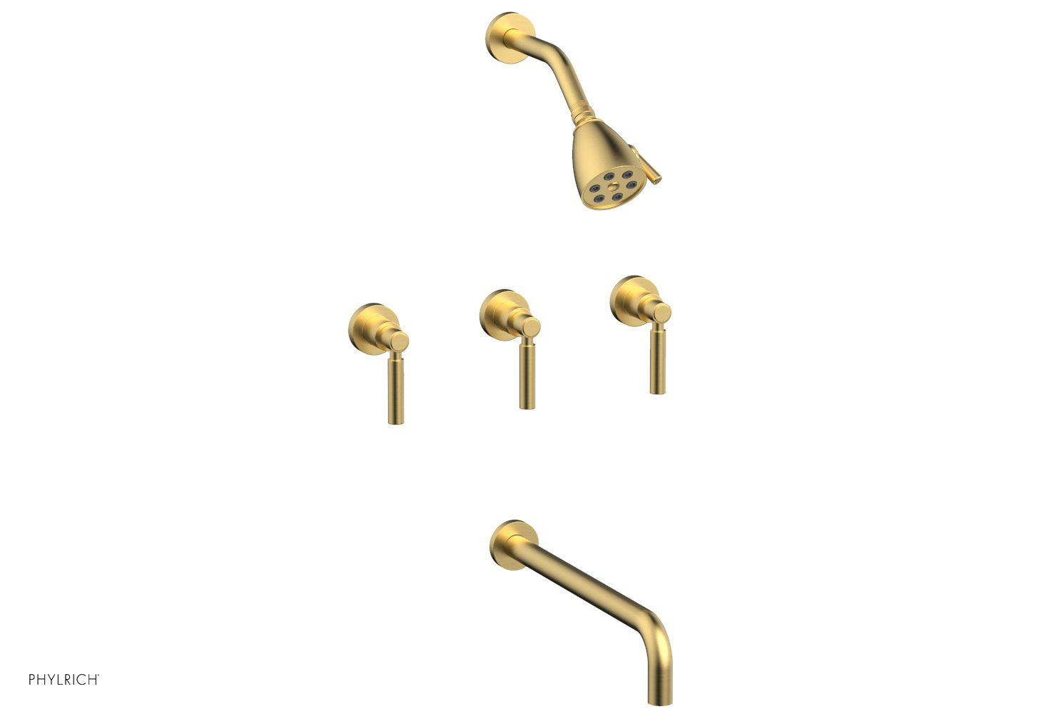 Phylrich BASIC Three Handle Tub and Shower Set 14" Spout - Lever Handles