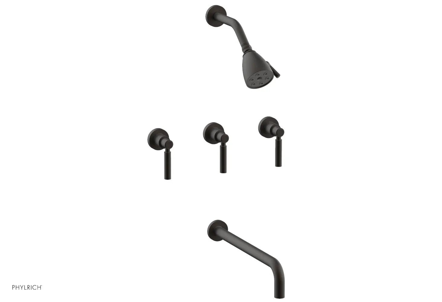 Phylrich BASIC Three Handle Tub and Shower Set 14" Spout - Lever Handles by Phylrich