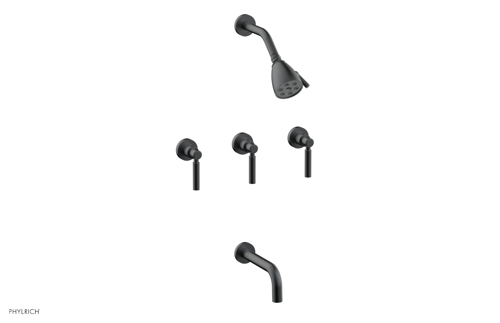 Phylrich BASIC Three Handle Tub and Shower Set 7 1/2" Spout - Lever Handles