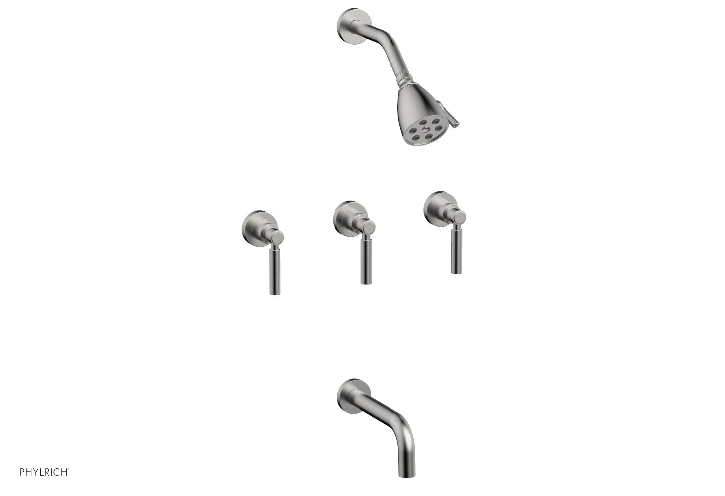 Phylrich BASIC Three Handle Tub and Shower Set 7 1/2" Spout - Lever Handles