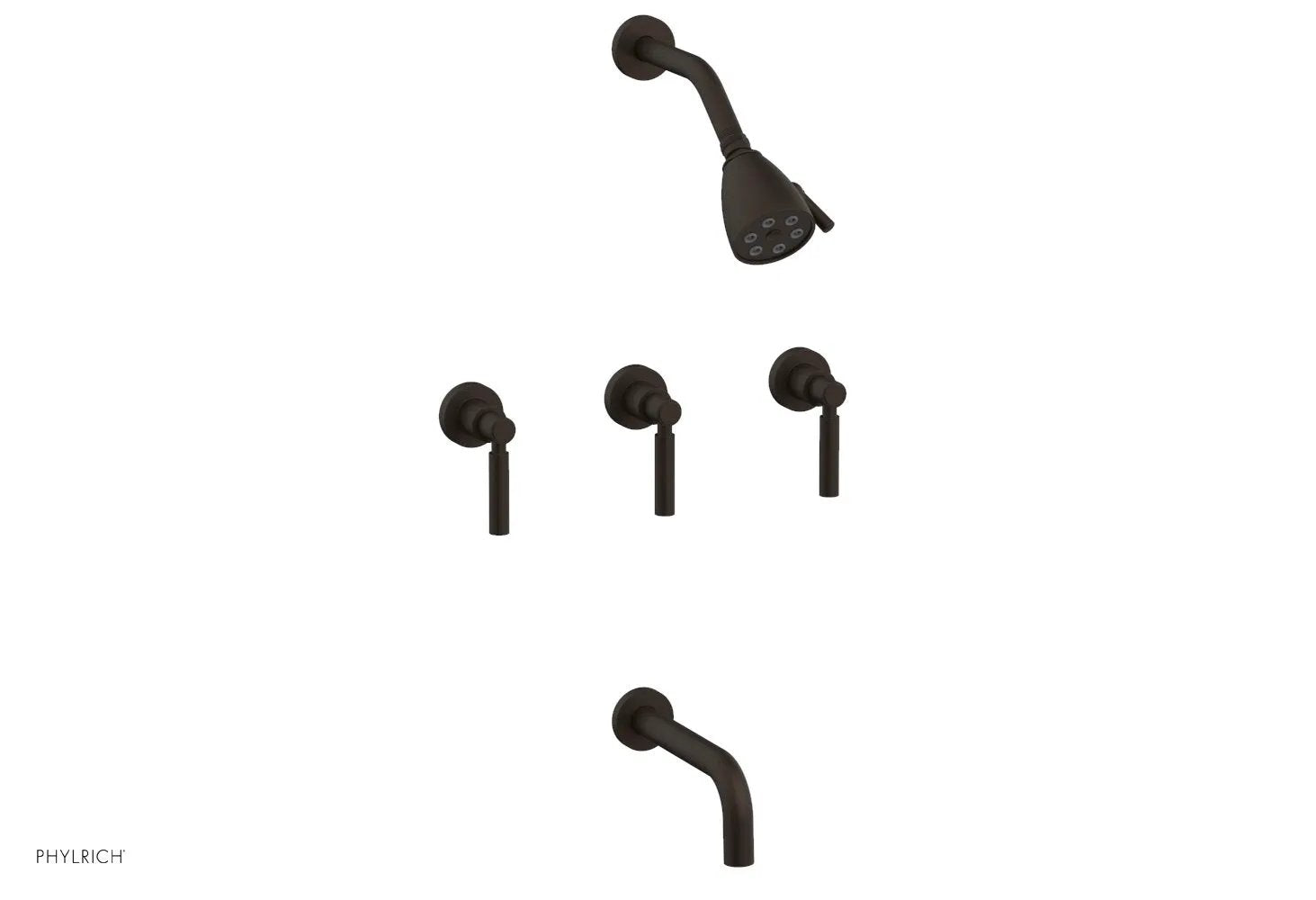 Phylrich BASIC Three Handle Tub and Shower Set 7 1/2" Spout - Lever Handles by Phylrich
