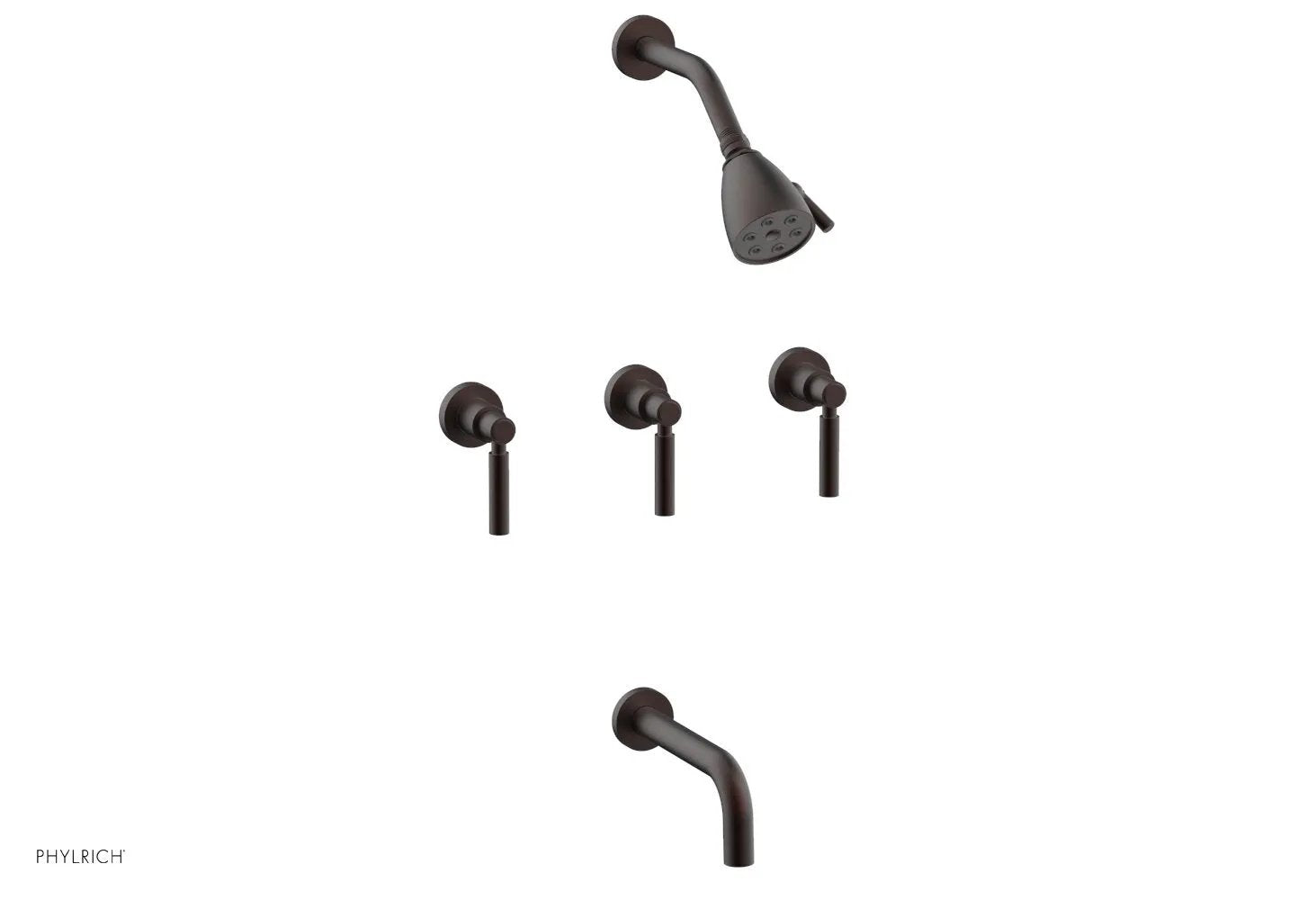 Phylrich BASIC Three Handle Tub and Shower Set 7 1/2" Spout - Lever Handles by Phylrich