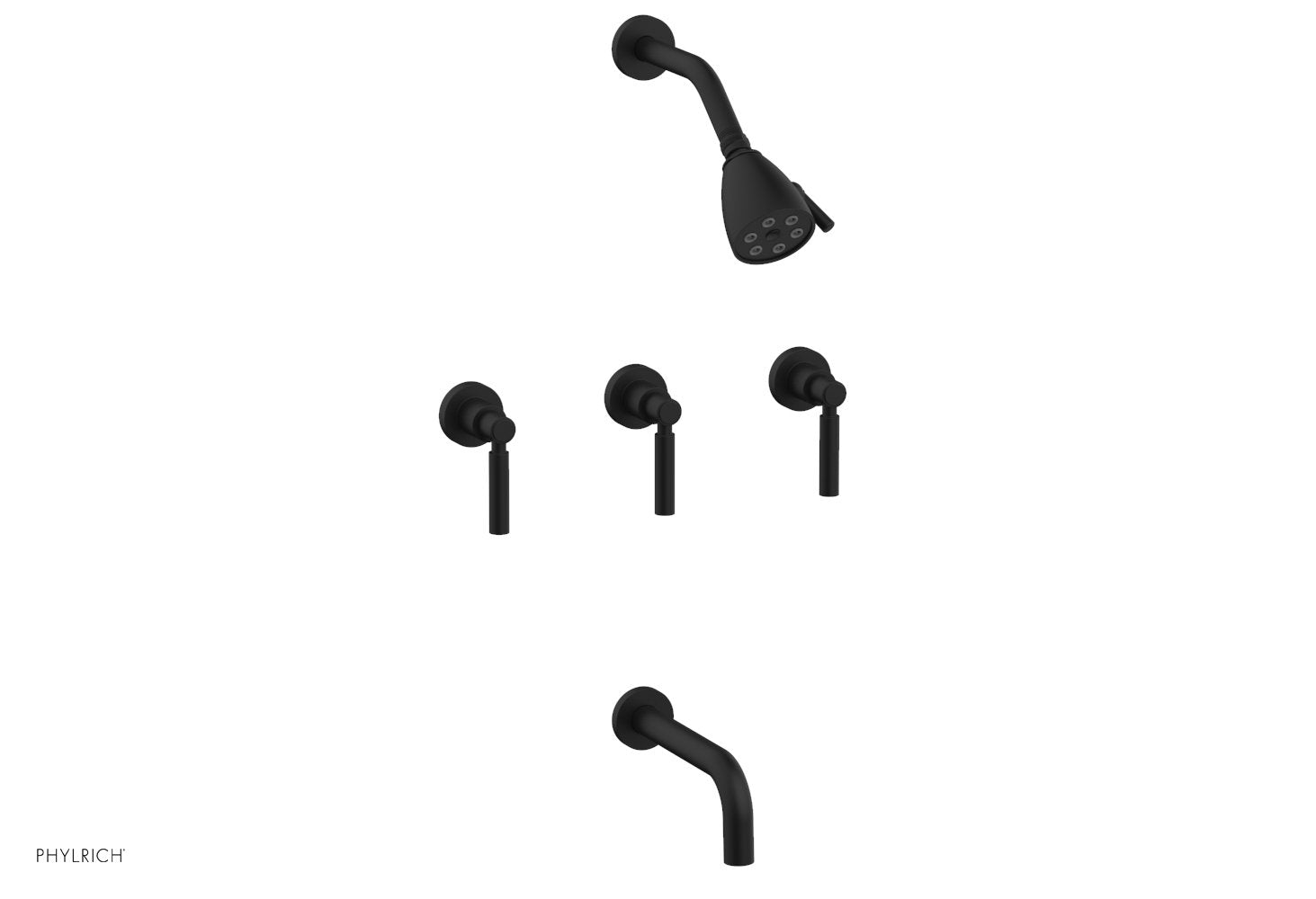 Phylrich BASIC Three Handle Tub and Shower Set 7 1/2" Spout - Lever Handles by Phylrich