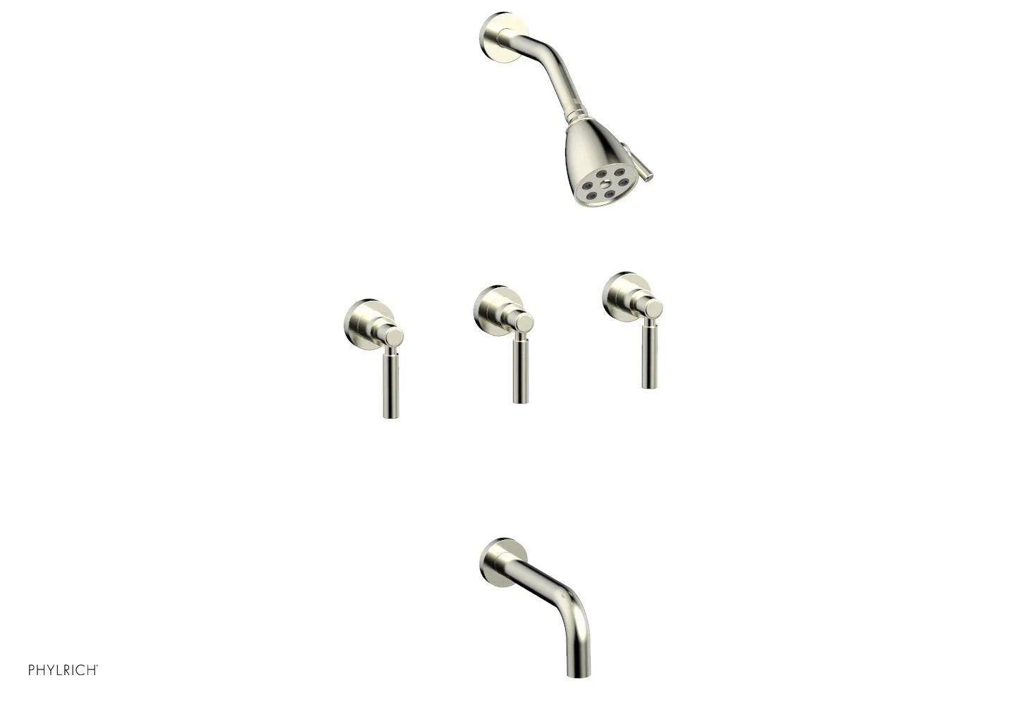 Phylrich BASIC Three Handle Tub and Shower Set 7 1/2" Spout - Lever Handles by Phylrich