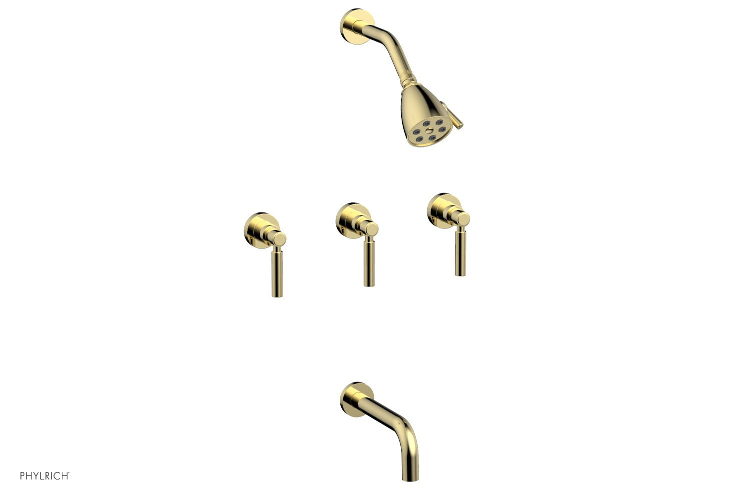 Phylrich BASIC Three Handle Tub and Shower Set 7 1/2" Spout - Lever Handles by Phylrich