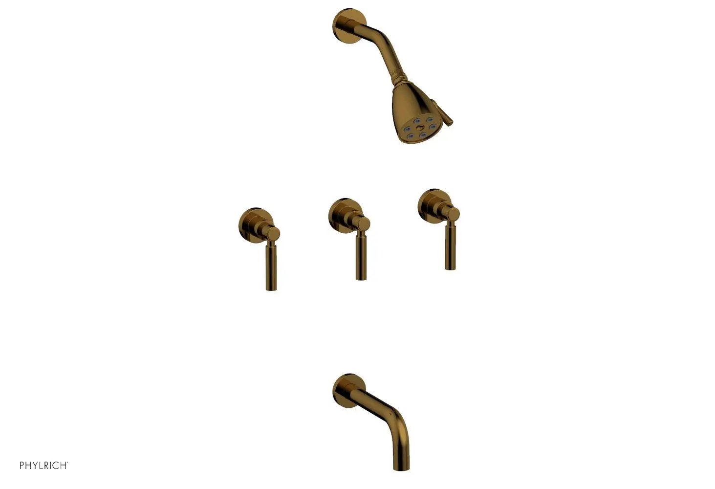Phylrich BASIC Three Handle Tub and Shower Set 7 1/2" Spout - Lever Handles by Phylrich