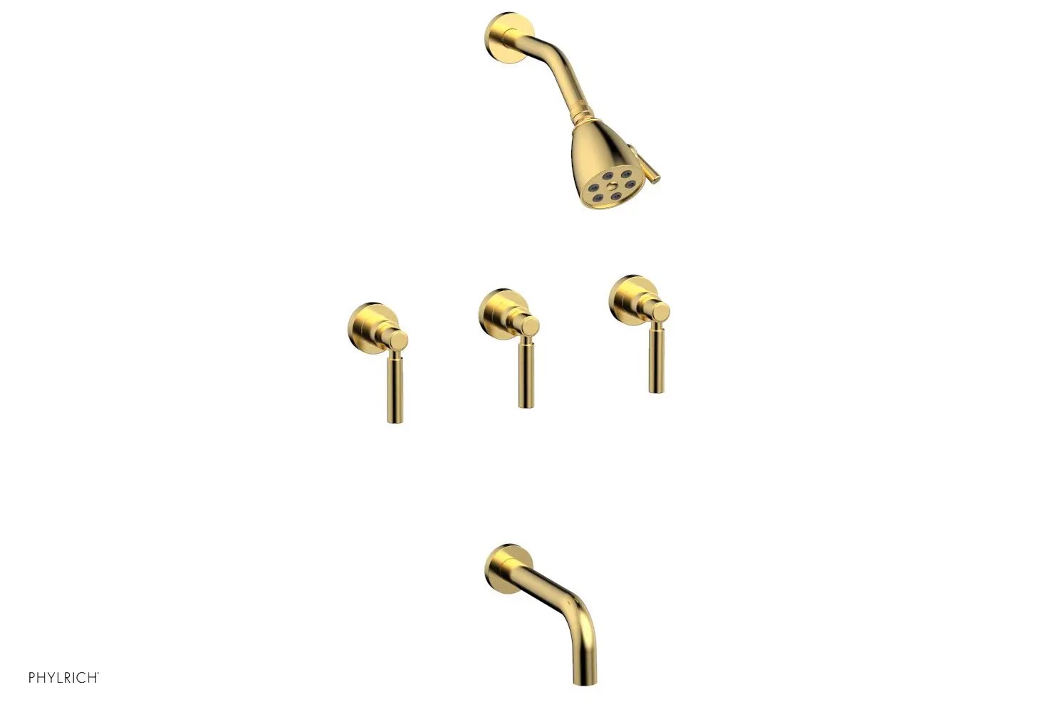 Phylrich BASIC Three Handle Tub and Shower Set 7 1/2" Spout - Lever Handles by Phylrich