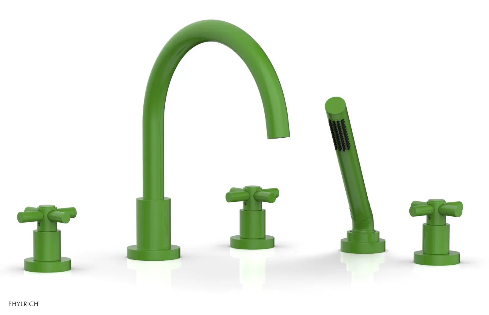 Phylrich BASIC Deck Tub Set with Hand Shower - Tubular Cross Handles by Phylrich