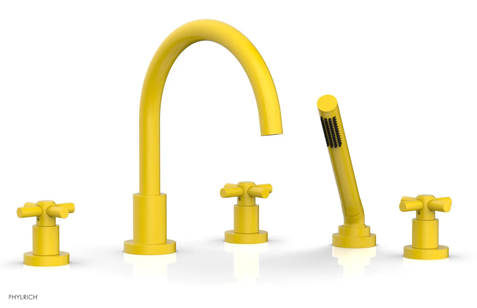 Phylrich BASIC Deck Tub Set with Hand Shower - Tubular Cross Handles by Phylrich