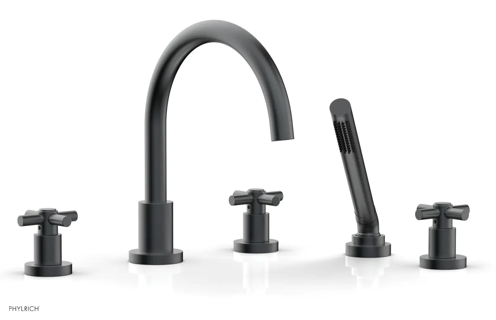 Phylrich BASIC Deck Tub Set with Hand Shower - Tubular Cross Handles by Phylrich