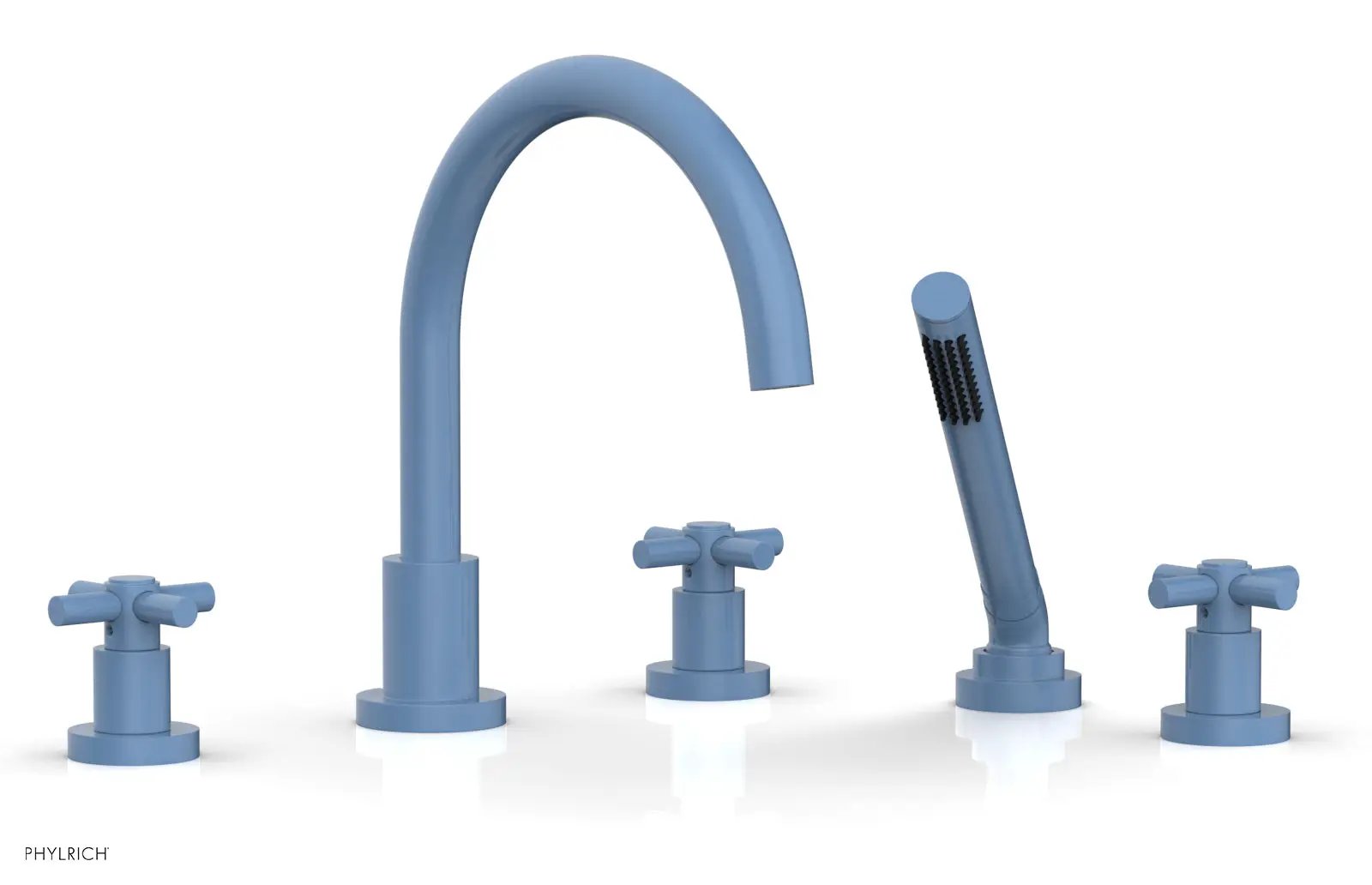 Phylrich BASIC Deck Tub Set with Hand Shower - Tubular Cross Handles by Phylrich
