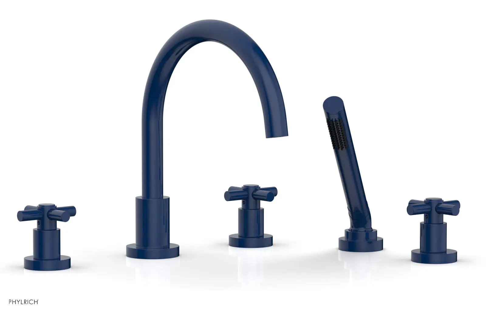 Phylrich BASIC Deck Tub Set with Hand Shower - Tubular Cross Handles by Phylrich