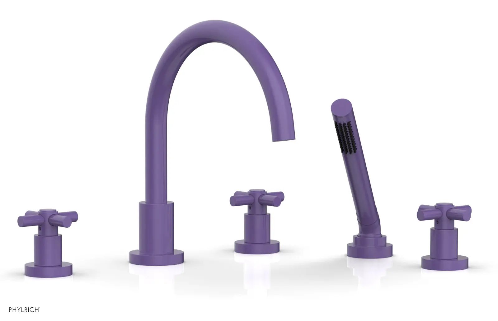 Phylrich BASIC Deck Tub Set with Hand Shower - Tubular Cross Handles by Phylrich