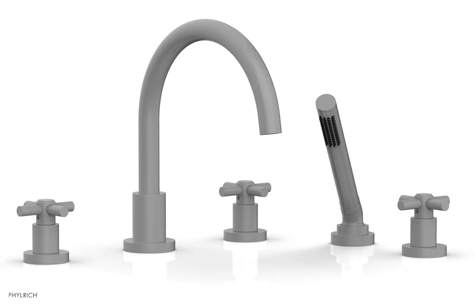 Phylrich BASIC Deck Tub Set with Hand Shower - Tubular Cross Handles by Phylrich