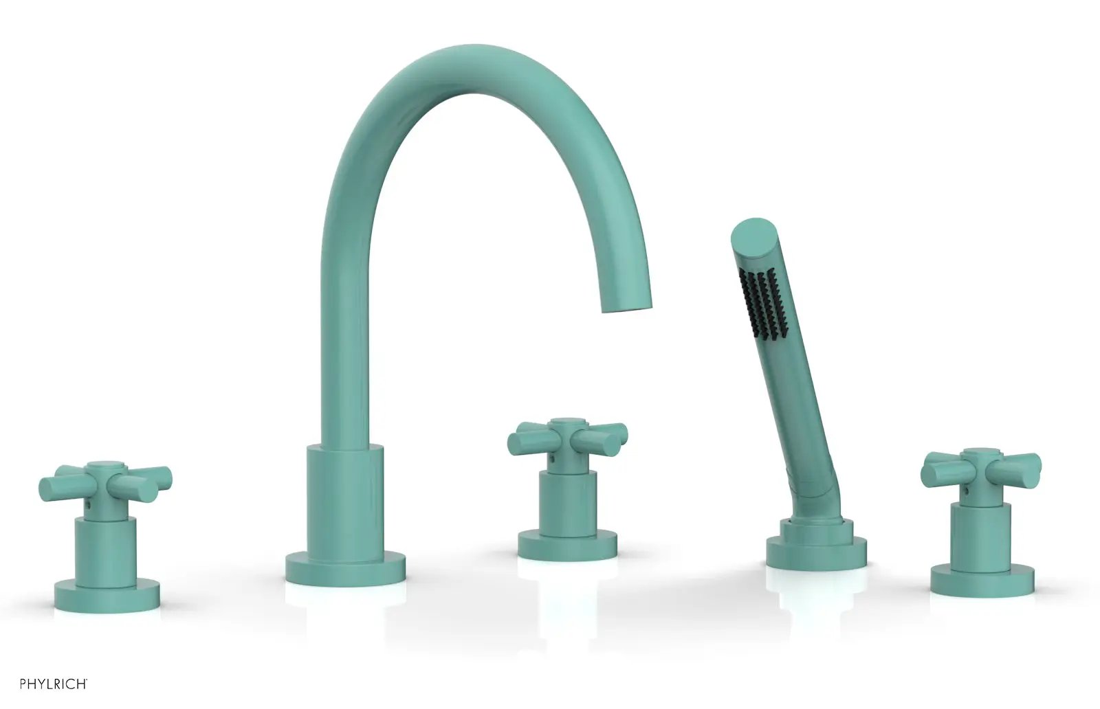 Phylrich BASIC Deck Tub Set with Hand Shower - Tubular Cross Handles by Phylrich