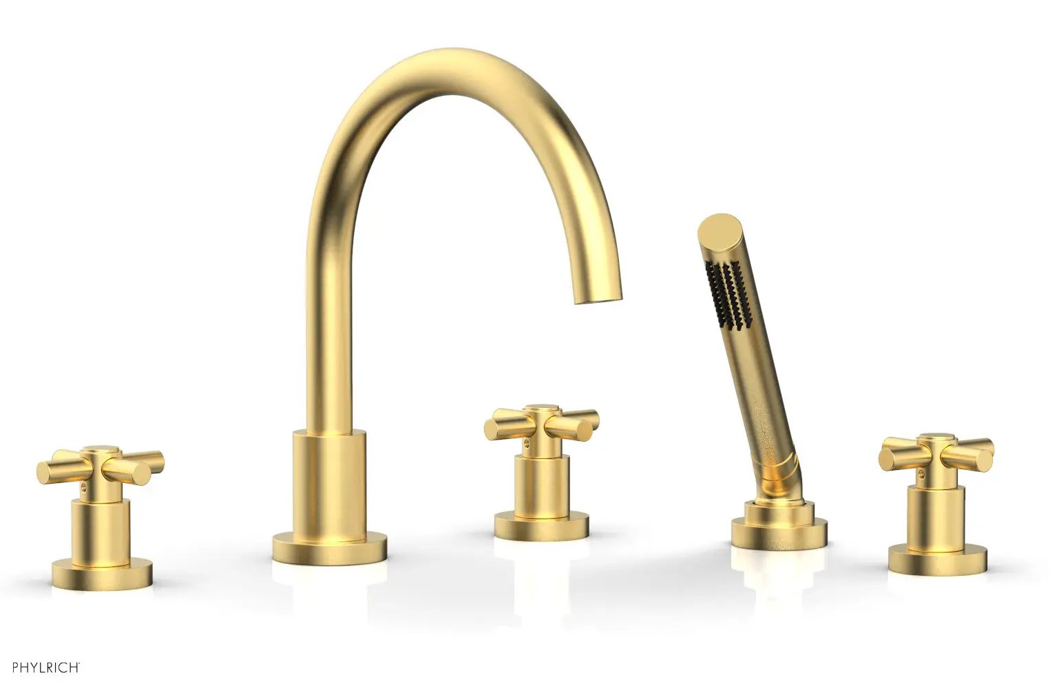 Phylrich BASIC Deck Tub Set with Hand Shower - Tubular Cross Handles by Phylrich