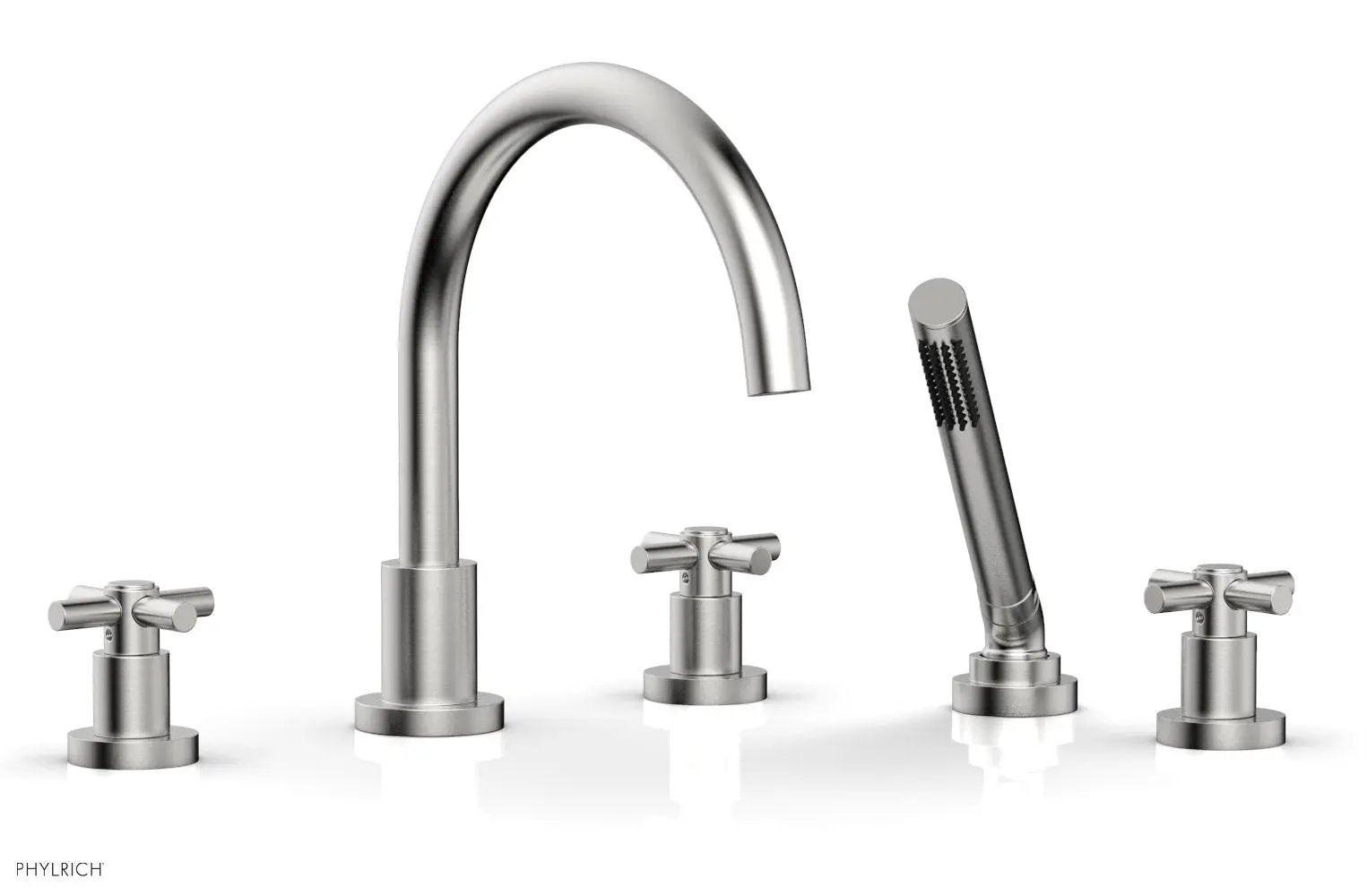 Phylrich BASIC Deck Tub Set with Hand Shower - Tubular Cross Handles by Phylrich