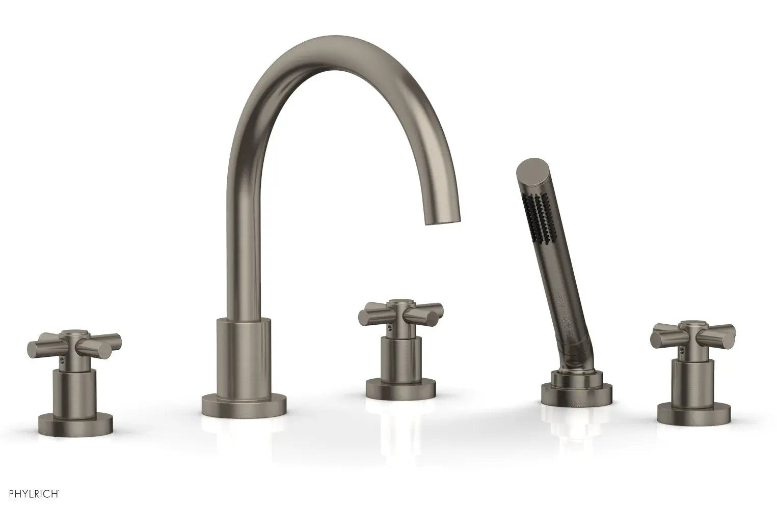Phylrich BASIC Deck Tub Set with Hand Shower - Tubular Cross Handles by Phylrich