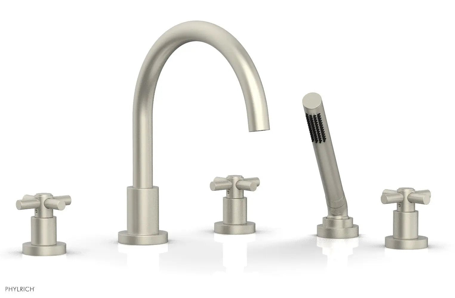 Phylrich BASIC Deck Tub Set with Hand Shower - Tubular Cross Handles by Phylrich