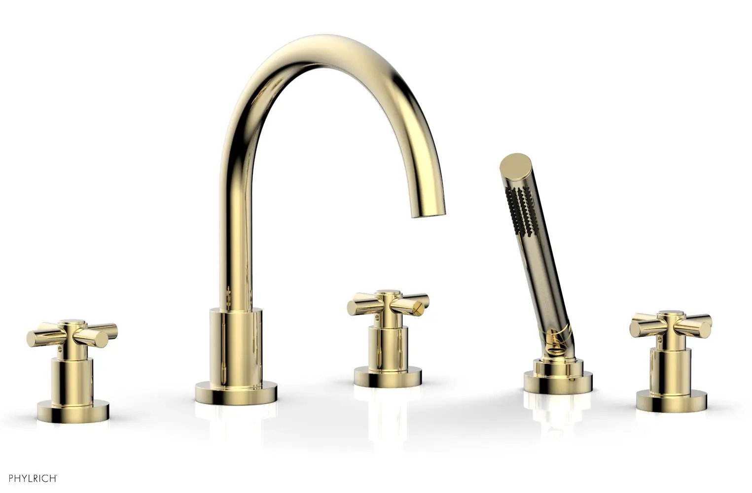 Phylrich BASIC Deck Tub Set with Hand Shower - Tubular Cross Handles by Phylrich