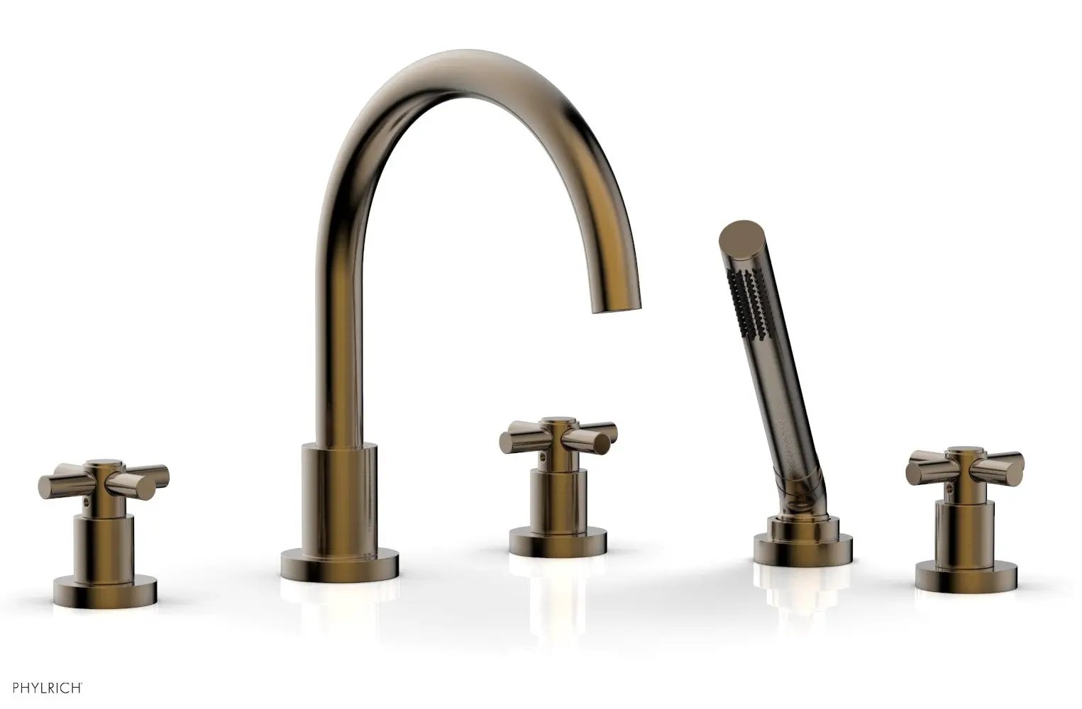 Phylrich BASIC Deck Tub Set with Hand Shower - Tubular Cross Handles by Phylrich