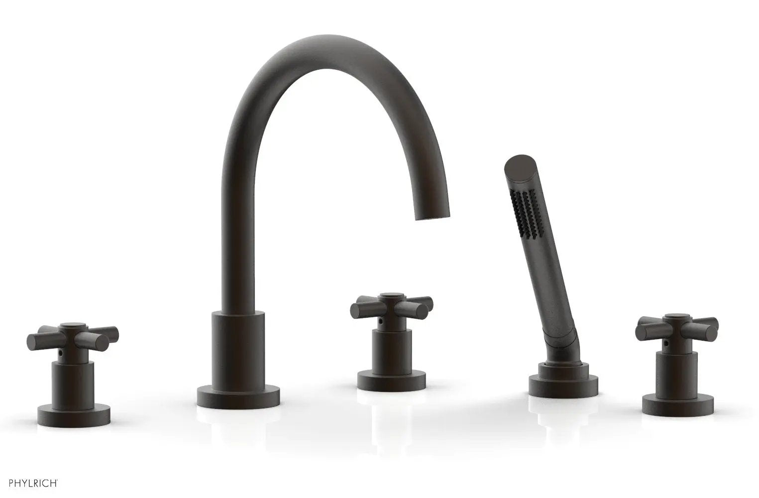 Phylrich BASIC Deck Tub Set with Hand Shower - Tubular Cross Handles by Phylrich