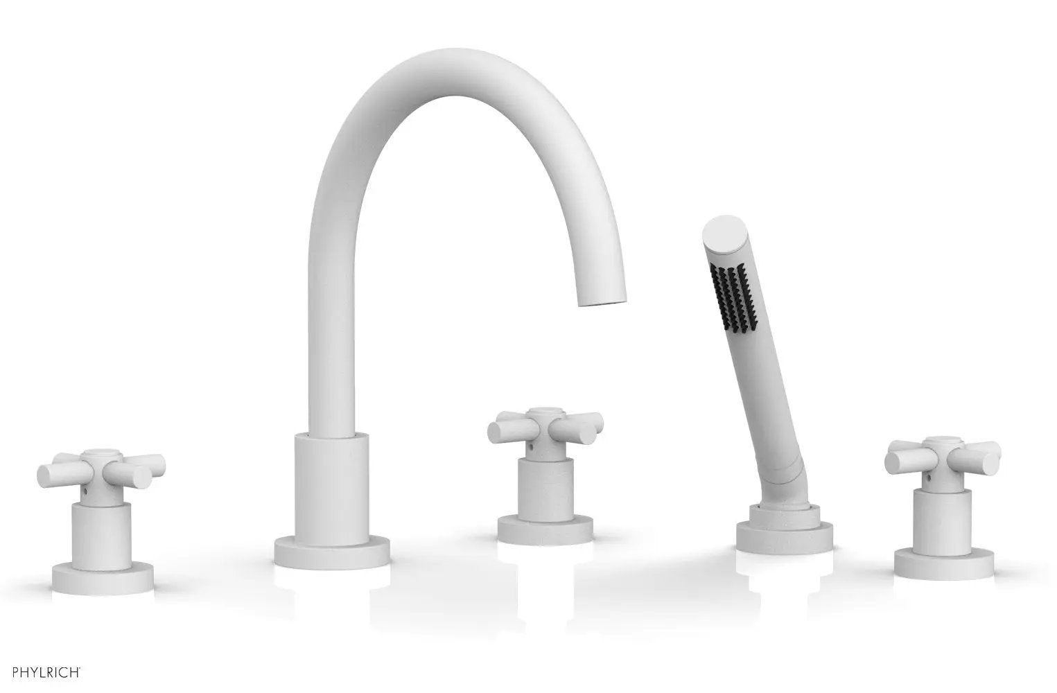 Phylrich BASIC Deck Tub Set with Hand Shower - Tubular Cross Handles by Phylrich